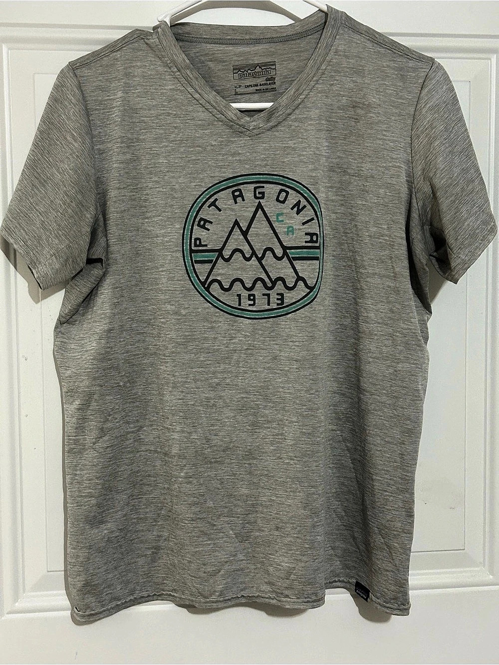 Patagonia Capilene Cool Daily V-Neck Graphic Tee Size Large